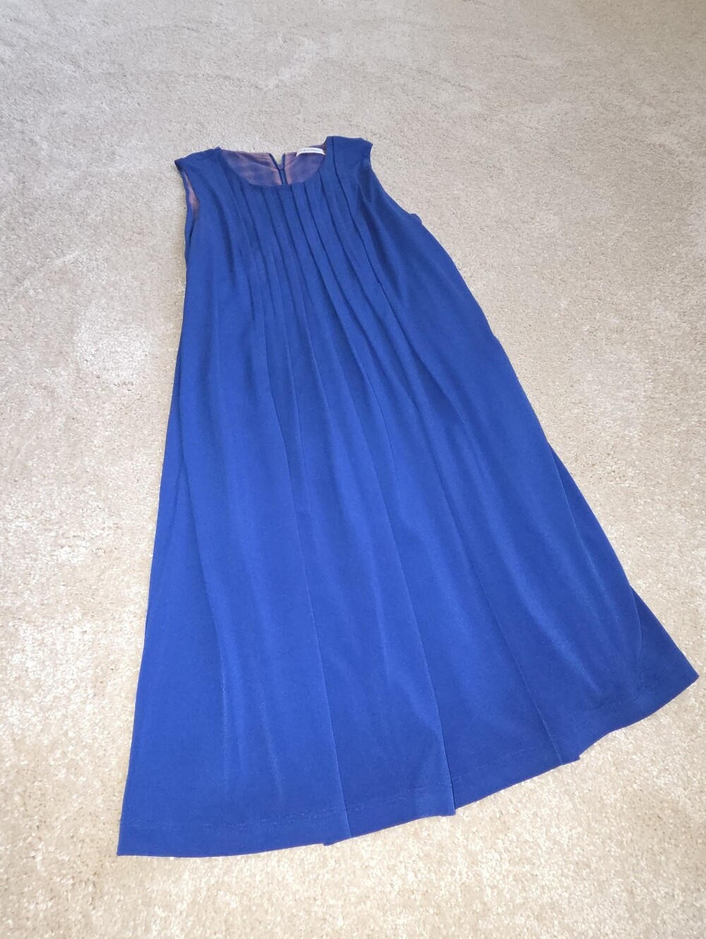 Sleeveless Pleated A-Line Dress - Royal Blue